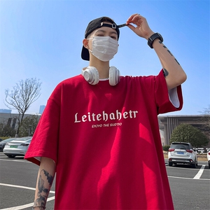 抖音得物二开现货供应220克夏装重磅美式高街宽松短袖t恤MT78图片