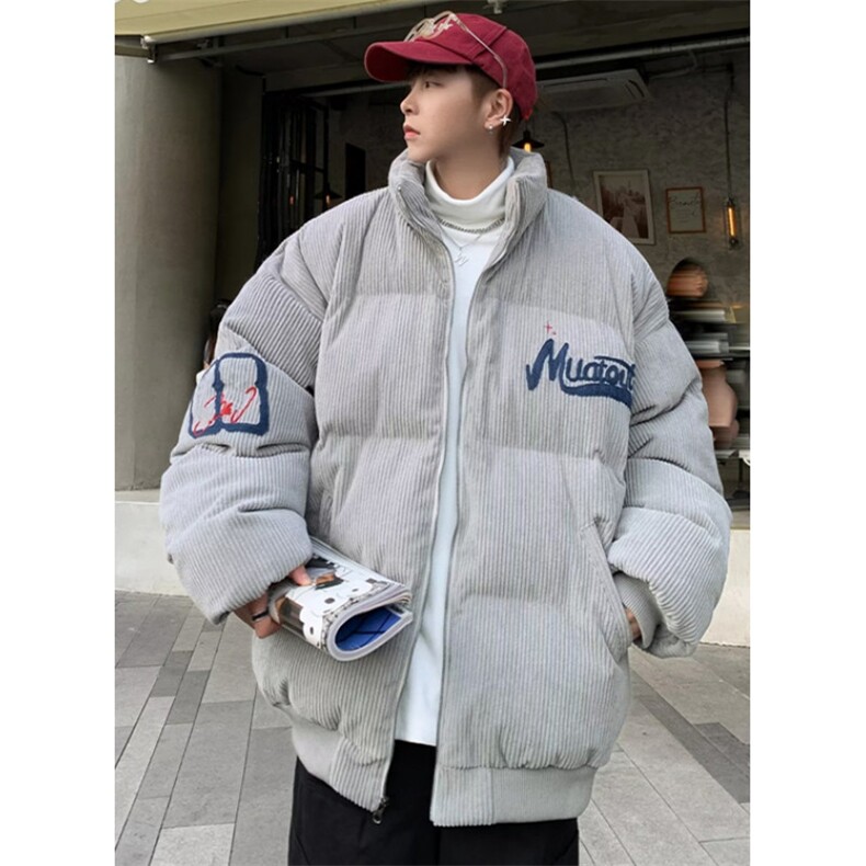 立领刺绣灯芯绒棉衣男冬季新款复古棉服宽松加厚保暖外套M8055,男装棉衣,星座1116A（原606A-3）