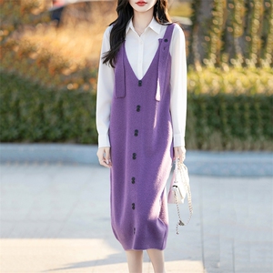 韩系洋气羊毛背带连衣裙女春季2025新款减图片