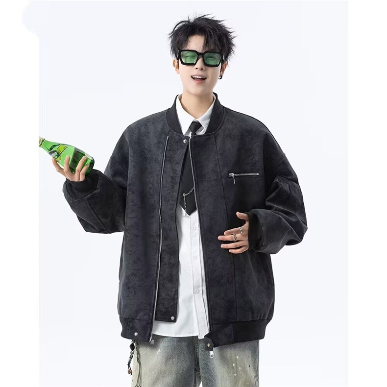LW94-P73新款潮流时尚慵懒简约原宿气质日系ins百搭皮衣夹克外套，男装皮衣，电商B323A