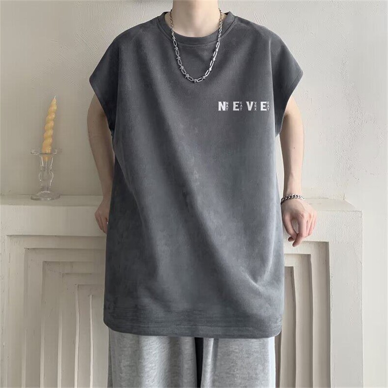 无袖背心美式凉感新款潮牌夏季速干纯棉坎肩T恤上衣X42-P25网图，女装T恤，电商B245