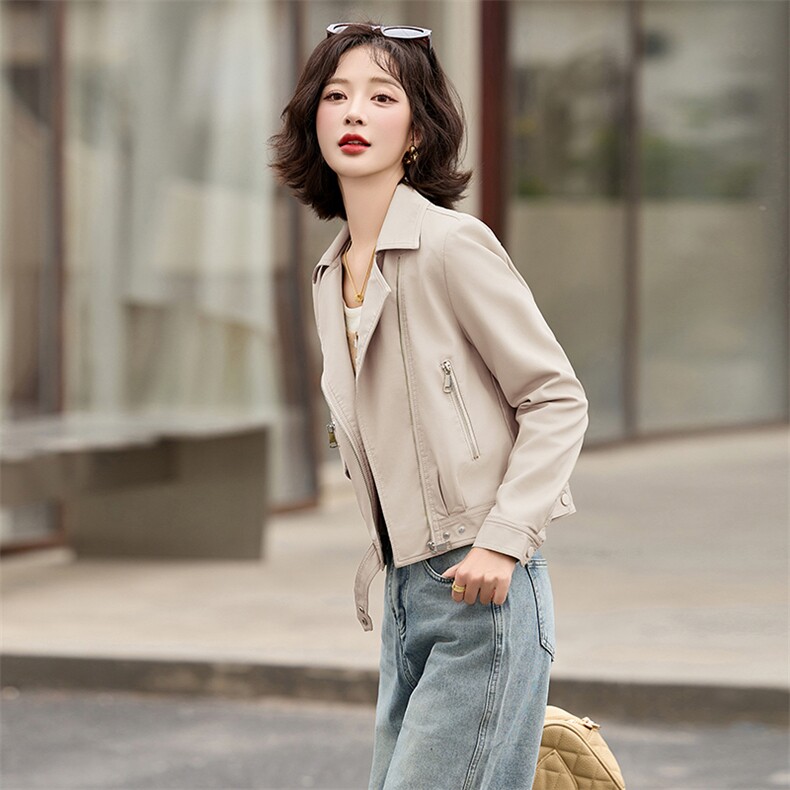 现货BAO款主推气质洋气机车服2025年春季时尚潮流,女装皮衣,美拉德工厂直营店