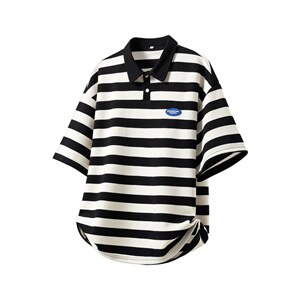 1美式条纹短袖polo衫男大码M-5XL翻领潮流短袖T恤男DP8761P40控59图片