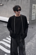 高品质反光条未来感潮男打底美式潮男休闲高街卫衣打底衫P55，男装卫衣，电商B319