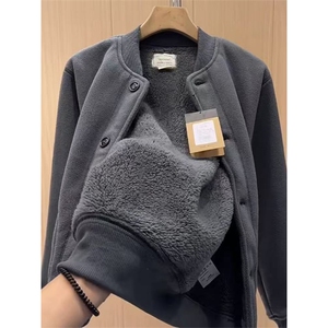 高品保暖抗寒双面绒冬季加绒外套美式摇粒绒夹克男女A1165-P78,短西瓜斗篷外套搭配图片