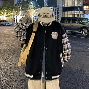 JK809 P65港风拼接棒球服百搭休闲宽松夹克外套男图片