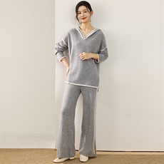 2025年秋季新款表达女士羊毛女帽衫套装上衣，女装羊毛衫，狄美羊绒