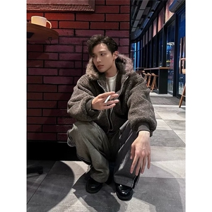潮流原宿日系慵懒水晶绒毛领原版派克服棉衣新款流行简约气质文艺图片