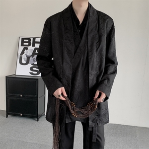秋装复古新中式飘带山本耀司叠层长袖衬衫刺绣复古外套道袍汉服图片