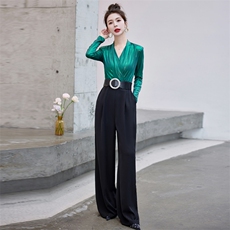 欧货时尚连体裤女2024夏新款女高腰修身阔腿裤垂感连衣裤职业，女装连体裤，微微衣阁