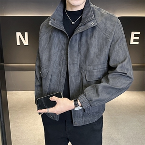 美式短款宽松男装皮衣2025秋季外套男夹克偏大C317-2591-P165图片