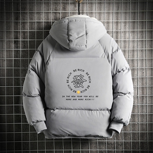 MY16163-P100 加厚加绒连帽衣男大码服男面包服男 网格挂拍图片