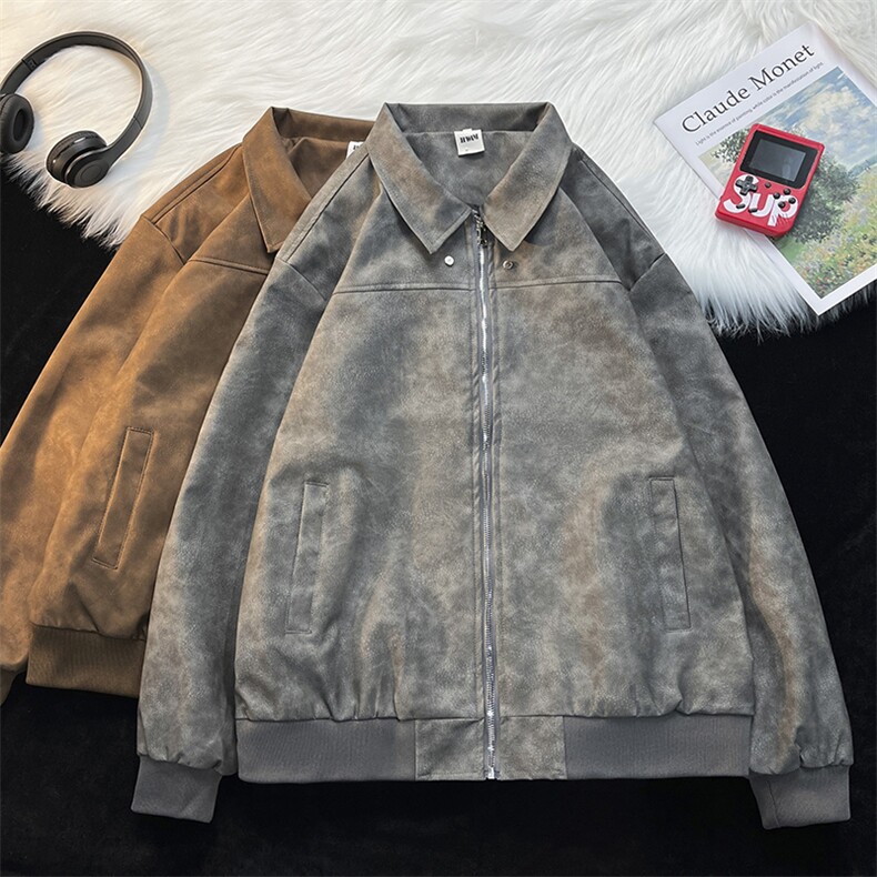 秋款男皮夹克衫扎染宽松休闲皮衣外套JK5322P68,男装夹克,星座1013-1