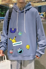 WY2079-P35加绒款-P40纯棉连帽卫衣男大码运动帽衫宽松薄外套男，男装卫衣，电商A040