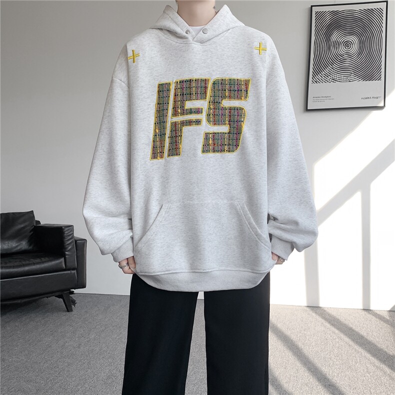重磅贴布刺绣卫衣大码春秋连帽衫硬挺外套美式休闲上衣WY9108/P65,女装短外套,电商B238