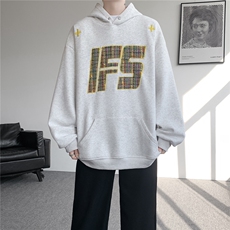 重磅贴布刺绣卫衣大码春秋连帽衫硬挺外套美式休闲上衣WY9108/P65，女装短外套，电商B238