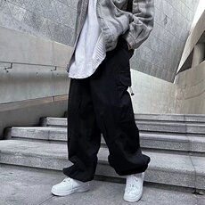 阔腿工装裤男潮牌ins嘻哈坠感长裤纯棉休闲裤A528P38，男装休闲裤，星座1116-2