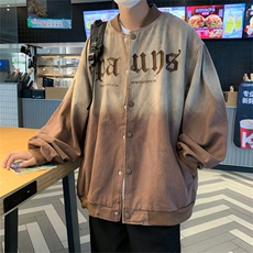 高街hiphop水洗做旧渐变外套秋季复古情侣宽松棒球服W5487-P65，男装夹克，星座512-2
