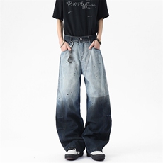 WD920-风格店数据渐变洗水弯刀牛仔裤(P65X98)4，男装牛仔裤，电商C315