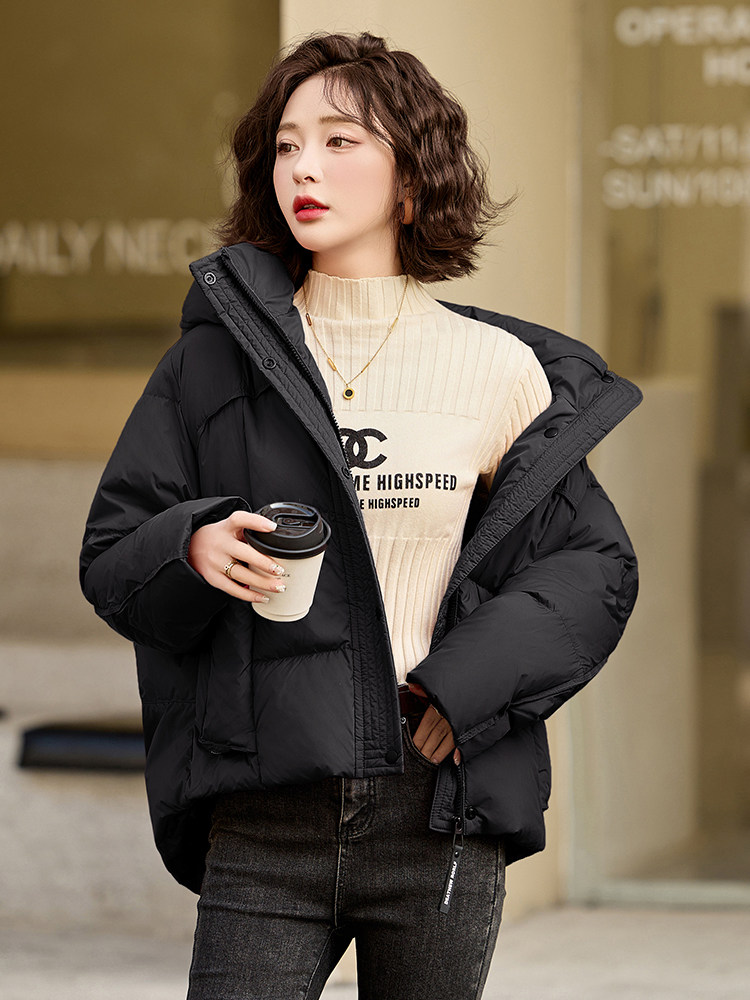 新款现货白鸭绒短款羽绒服女冬季2024年新款高级感时尚小个子,女装羽绒服,然然