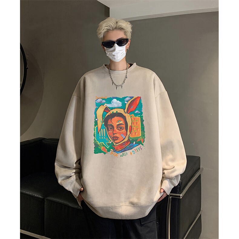 抖音得物供货提供视频秋冬重磅美式麂皮绒圆领卫衣JY330,男装卫衣,电商A486