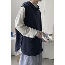 港风针织背心宽松休闲慵懒风毛线连帽马甲情侣学生上衣H204/P50，男装背心/马甲，电商A221A
