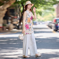 欧货2025夏季新款时尚新中式国风刺绣提花盘扣香云纱复古马甲女潮，女装套装/套裙，依路服饰