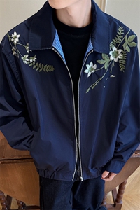 花卉刺绣格子双面穿夹克男装秋季宽松休闲外套 XZ514-2-JK990-P98图片