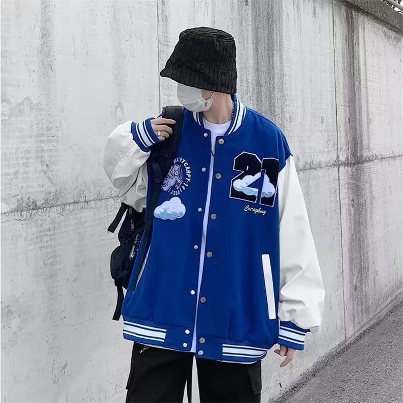 美式棒球服高街学院风痞帅字母情侣款日系夹克J666-P70图片