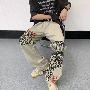 青春流行ins男高街vibe风黄泥牛仔裤 P43图片