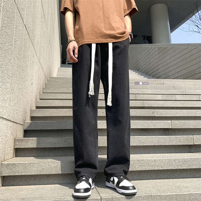 港风街头宽松直筒休闲潮流百搭抽绳男女牛仔裤NK026-p43四季有货，男装牛仔裤，星座224-1
