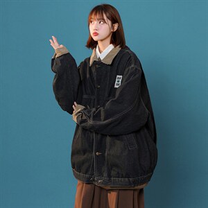 牛仔外套女韩版宽松新款百搭bf慵懒风港味复古夹克上衣JK7823-P65
