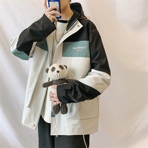 2021春季 男士休闲港风外套男 潮流夹克外套男宽松拼接 9202-P75图片
