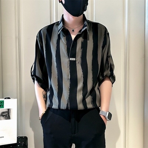 夏装新款男设计个性短袖衬衫 网络图图片