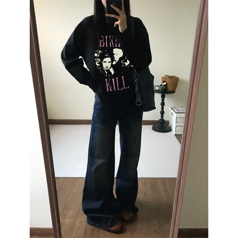 网图现货复古印花圆领长袖T恤潮打底衫男女可CT813-P29有大码,男装T恤,电商C310