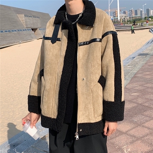 港风麂皮绒皮毛一体羊羔毛棉衣男夹克潮棉衣男YG7538P145控188图片