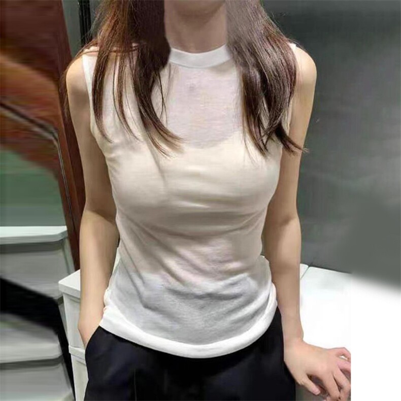 2024新款无袖圆领针织短袖修身显瘦时尚百搭，女装背心吊带，千御纺羊绒