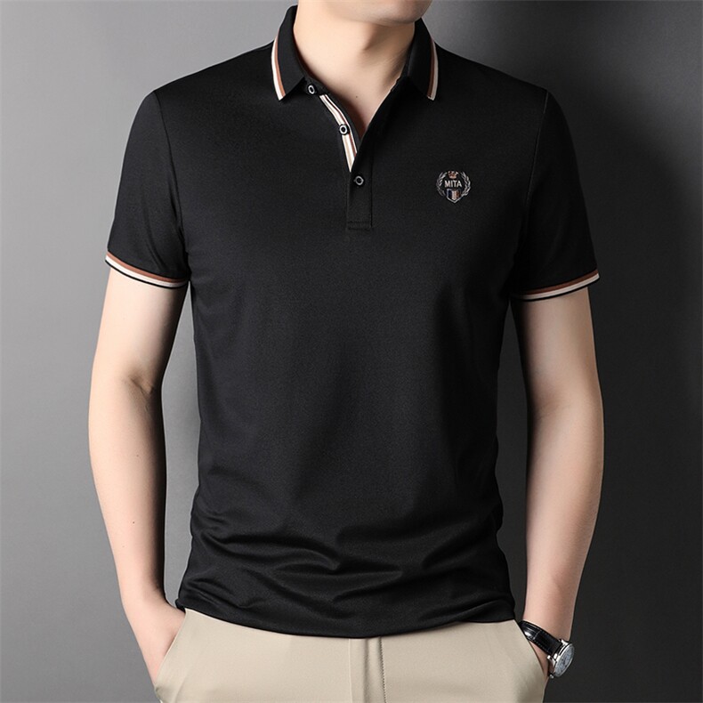 男士短袖t恤翻领冰丝潮牌潮流体恤商务休闲时尚半袖上衣服男装,男装T恤,电商B212（原钱塘6029）