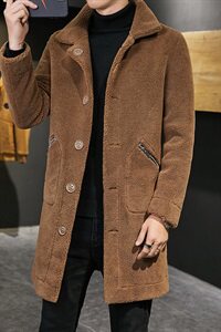 秋冬男士中长款毛呢大衣皮毛一体羊羔毛夹克外套M1190-P150控198图片