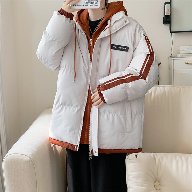 棉衣男冬季新款港风大码宽松连帽假两件加厚棉服MF8587-P88图片
