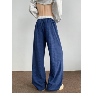 2026新款高弹力冰丝格子裤松弛感宽松百搭休闲裤504-K249-P40图片