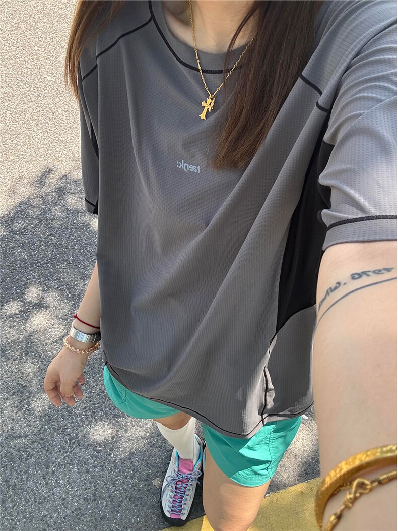 网图夏季轻薄透气凉感冰丝t恤速干短袖男女户外骑行半袖特P35,男装T恤,电商C306-1