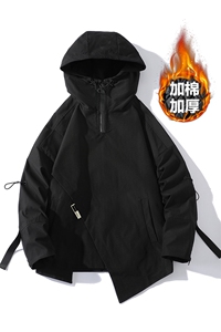 现货支持各种活动7XL-M平铺白底大码立领棉衣男加厚机能冲锋衣男图片