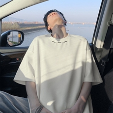 特批P22无差价夏季华夫格领口钢标设计大码短袖T恤上衣男T5128，男装T恤，电商A001-1