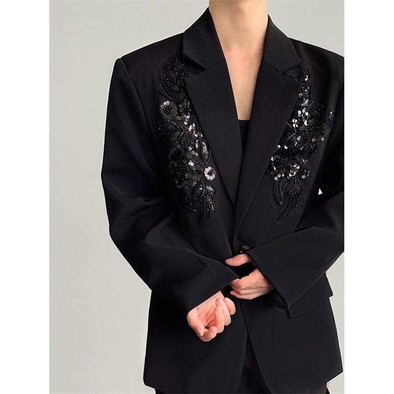 25秋冬重工刺绣亮片立体花朵西装礼服婚礼外套xz186-p138，男装西服套装，电商B288