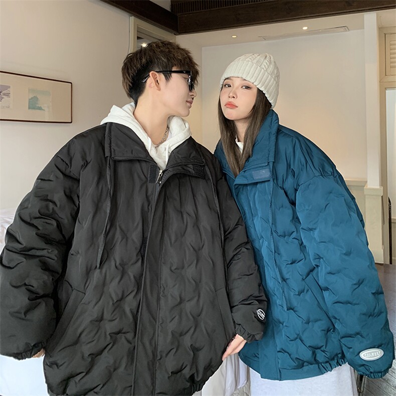 1情侣定制面料港风半高领棉服大码M-5XL棉服外套男8707P125控168,男装棉衣,星座226-2