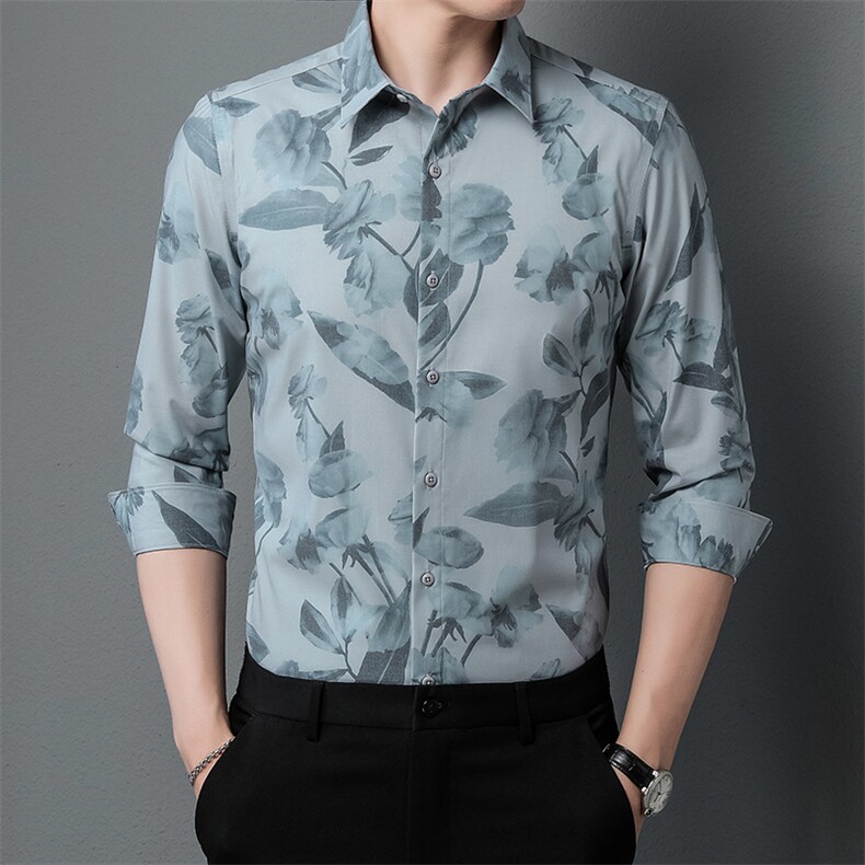 N7391钱塘2020-3男士新款休闲时尚长袖衬衣高品质P54,男装衬衫,钱塘207-3