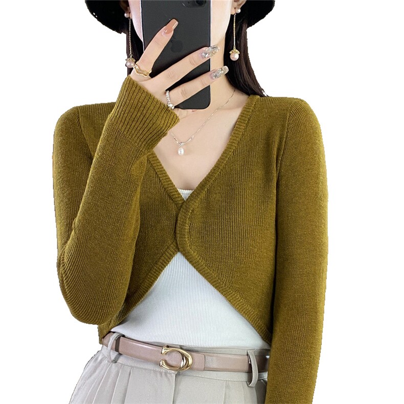 时尚百搭黑色仿羊毛披肩开衫女短款修身显瘦针织衫外套,针织衫/毛衣,暖姿羊绒