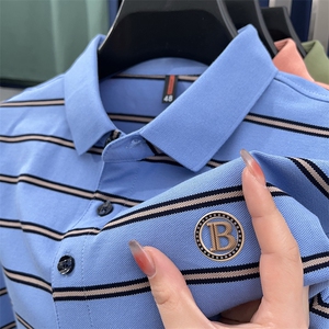 2023夏季新款POLO衫男短袖修身翻领保罗衫休闲商务男士带领T恤图片