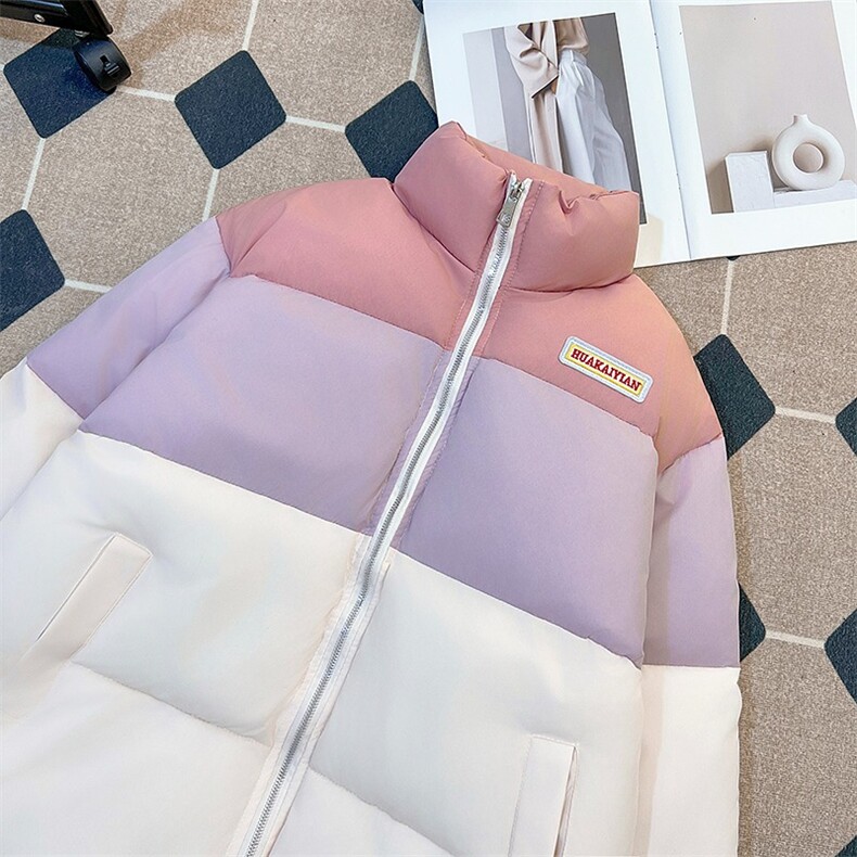 粉色拼接棉衣男女款韩版休闲面包服情侣保暖棉服外套MF312-P90,男装棉衣,星座412-3
